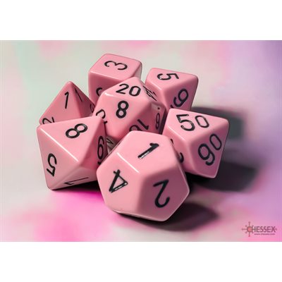 Chessex - ens. 7 dés- Opaque Pastel Pink/Black