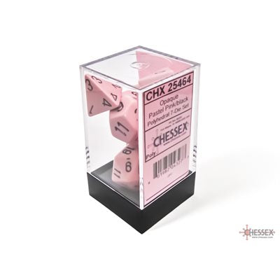 Chargez l'image, Chessex - ens. 7 dés- Opaque Pastel Pink/Black
