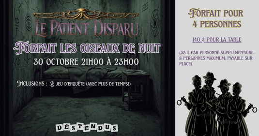 Le patient disparu - 30 octobre 2026 - 21h00 à 23h00