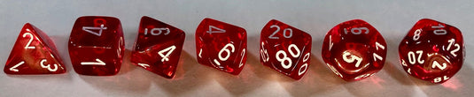Chessex - ens. 7 dés- Translucent: Red/White