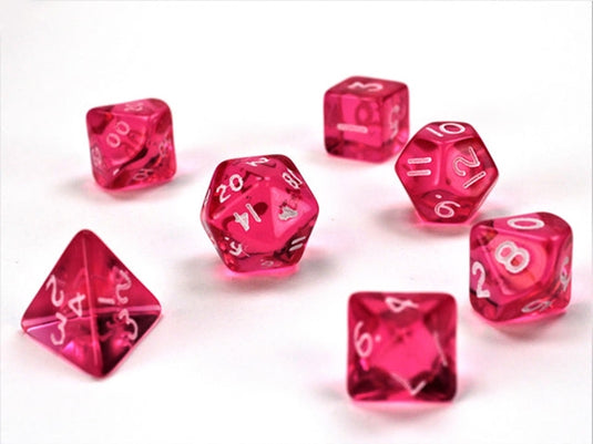Chessex - ens. 7 dés- Translucent: Pink/White