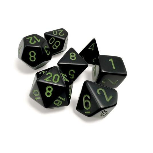 Chessex - ens. 7 dés- Opaque Black/Green