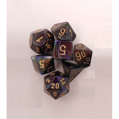 Chessex - ens. 7 dés- Lustrous: Shadow/Gold