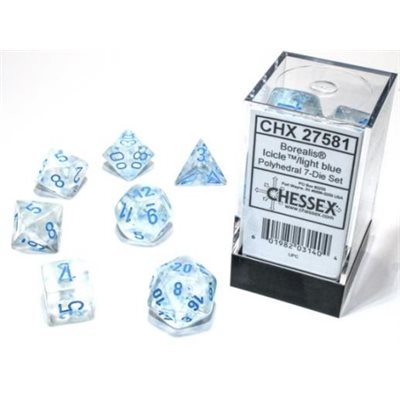 Chargez l'image, Chessex - ens. 7 dés- Borealis Icicle / Light Blue Luminary
