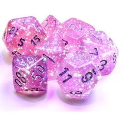 Chargez l'image, Chessex - ens. 7 dés- Borealis: Pink/Silver Luminary

