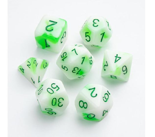Gamegenic - ens. 7 dés- Glow Series: Toxic Stone